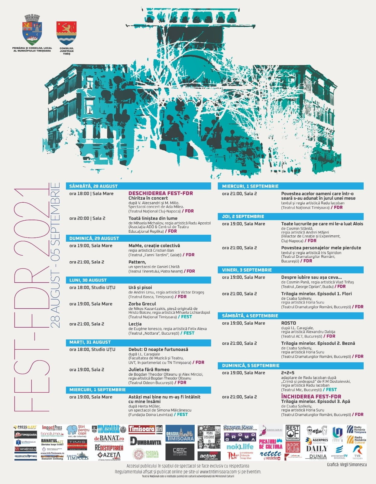 Teatrul Național din Timișoara lansează cea de-a XXVI-a ediție a Festivalului European al Spectacolului Timișoara – Festival al Dramaturgiei Românești (FEST – FDR), programat între 28.08 – 5.09.2021.