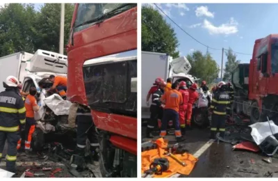 Accident grav între un camion şi o autoutilitară