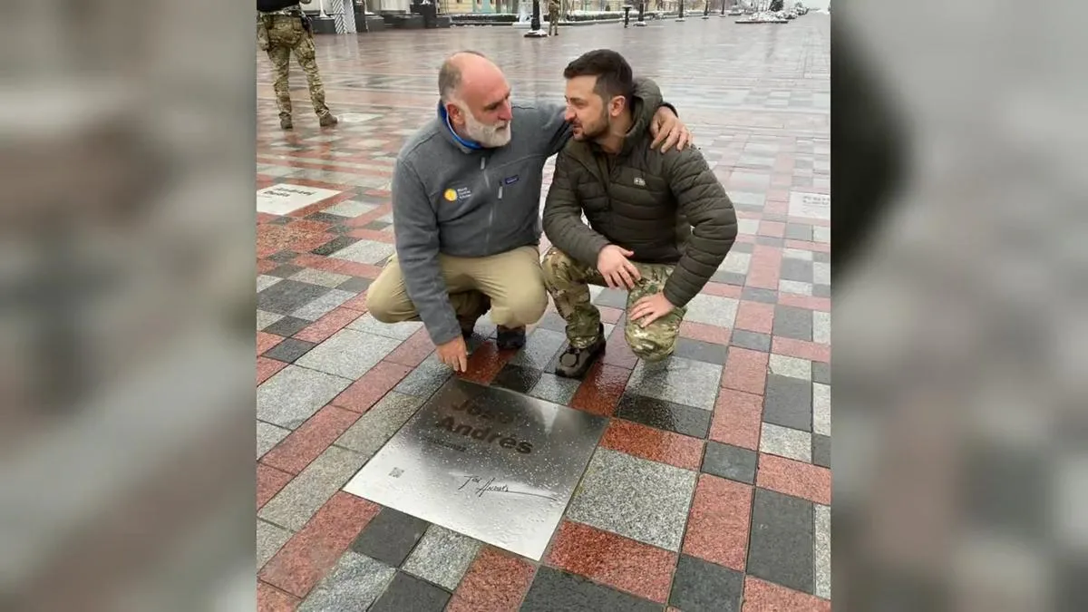 Zelenski dedică o placă bucătarului spaniol José Andrés pe Paseo del Valor