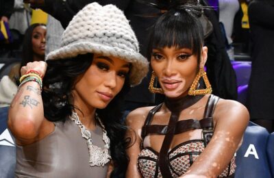 Rochie corset Winnie Harlow   Fotografie de la meciul Lakers