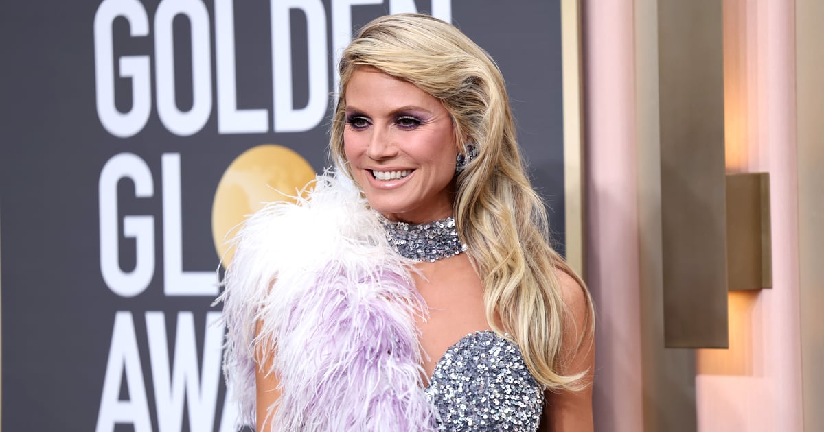 Heidi Klum poartă o minirochie strălucitoare la Globurile de Aur