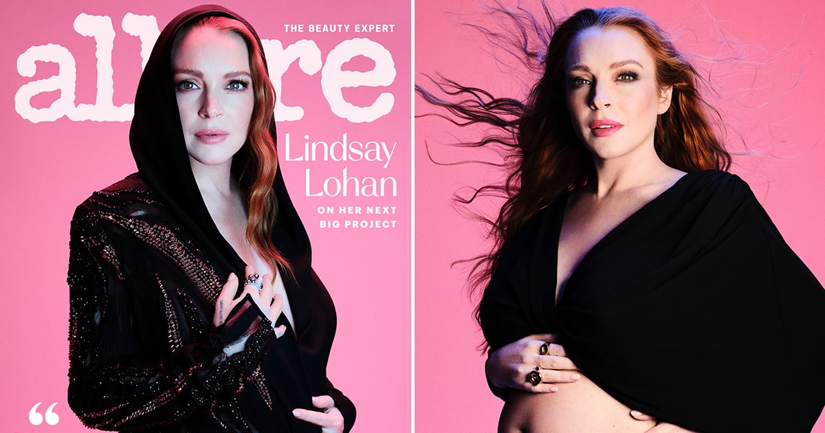 Lindsay Lohan poartă o rochie decupată YSL pentru coperta Allure