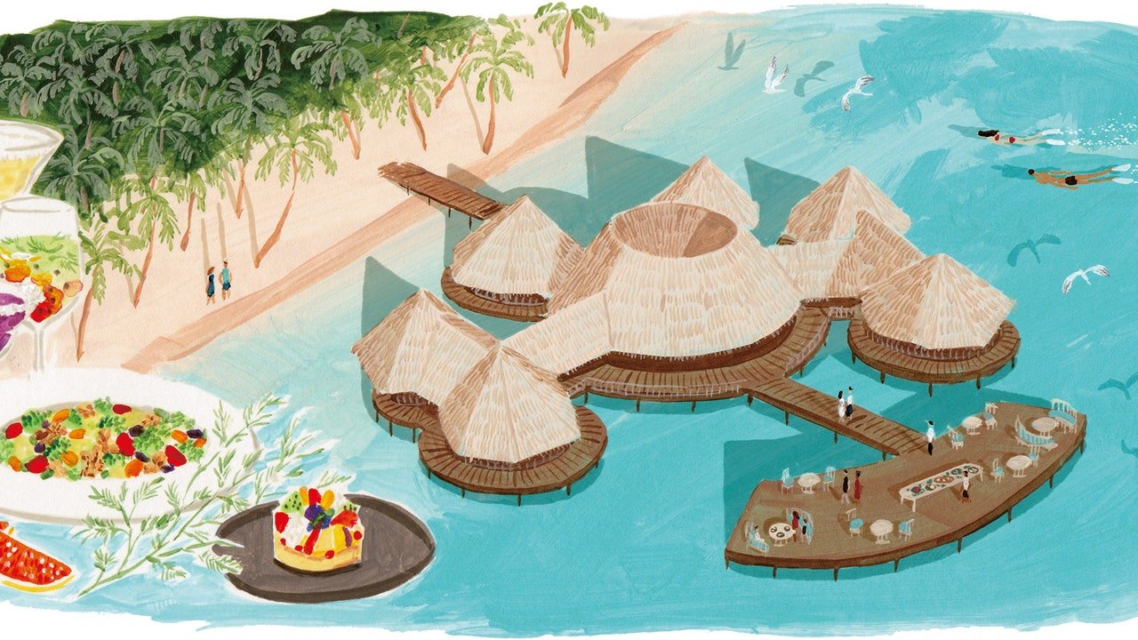 Această stațiune din Maldive se mândrește cu o masă din grădină la masă și cu locuințe opulente