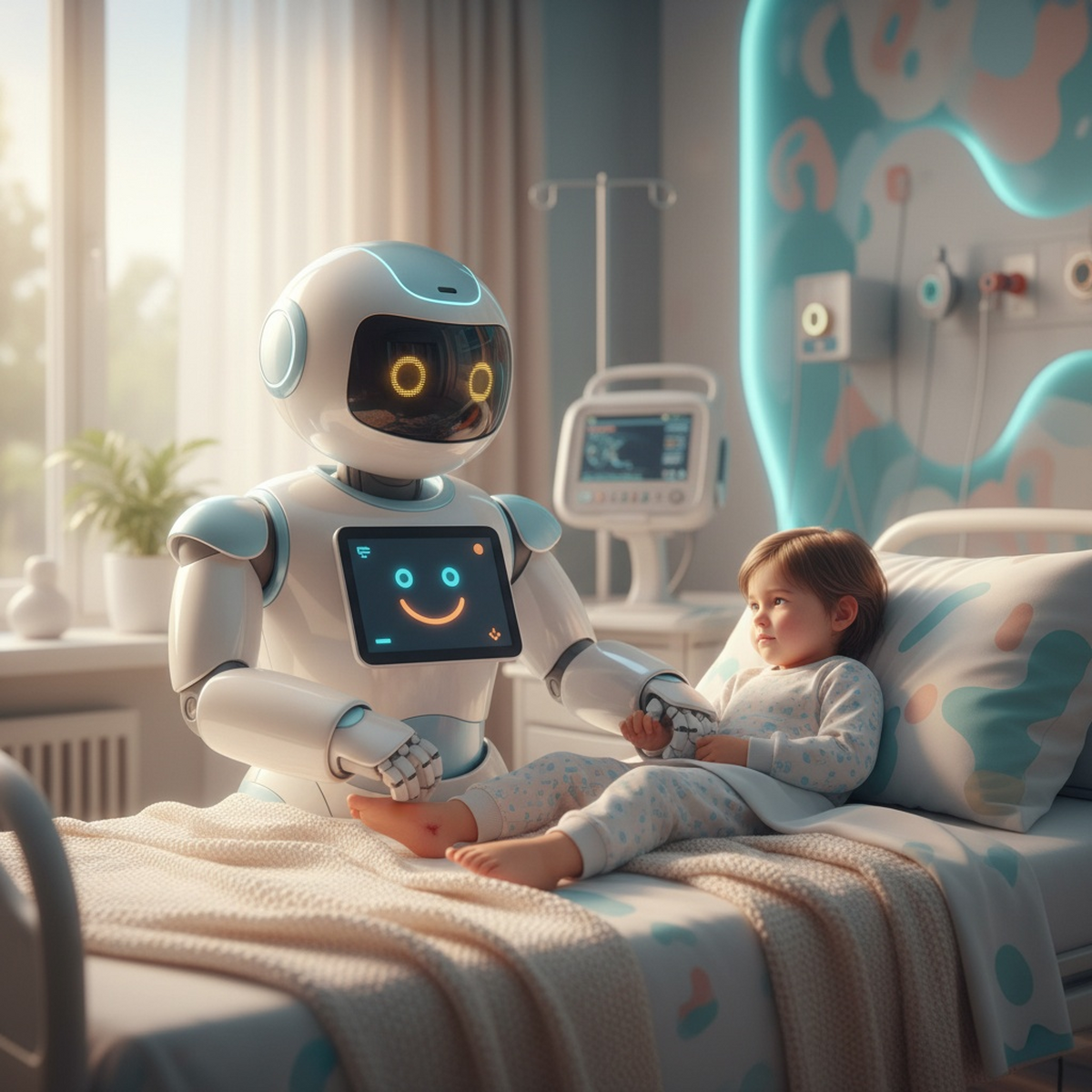 Roboții îmbrățișează copiii bolnavi cu dragoste