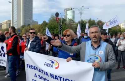 Proteste sindicale în toată țara: incident cu cuțit la miting