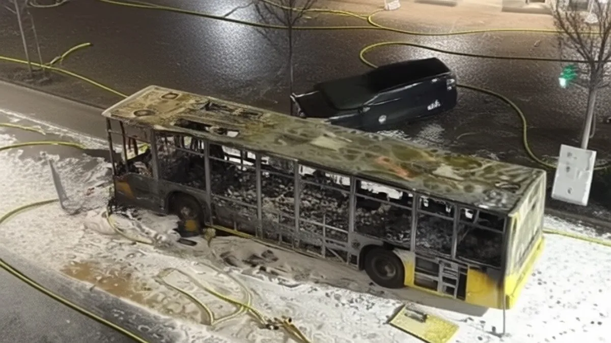incendiu Elveția, autobuz în flăcări