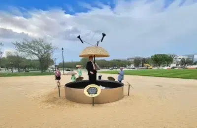 O statuie a lui Trump critică un proiect de 4 trilioane de dolari la Washington