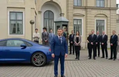 Moment ca-n filme la Budapesta Péter Magyar îl surprinde pe Orbán la balconul unei clădiri învecinate