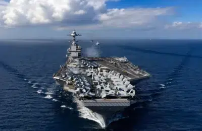 Portavionul USS Gerald Ford părăsește Croația după reparații și e gata de luptă