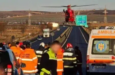 Accident grav cu 3 vehicule pe A1 Sibiu-Sebeș