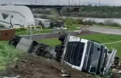 Un TIR cu oi s-a răsturnat la Năvodari, 160 de animale au murit pe loc