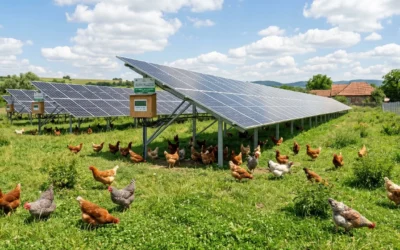O fermă din Germania produce 2,5 MW şi găini crescute sub panouri solare