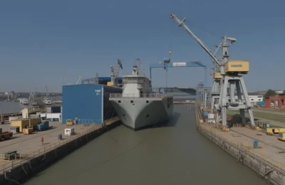 Primul portavion pentru drone din Europa a fost lansat la Galați şi a costat 130 de milioane de euro