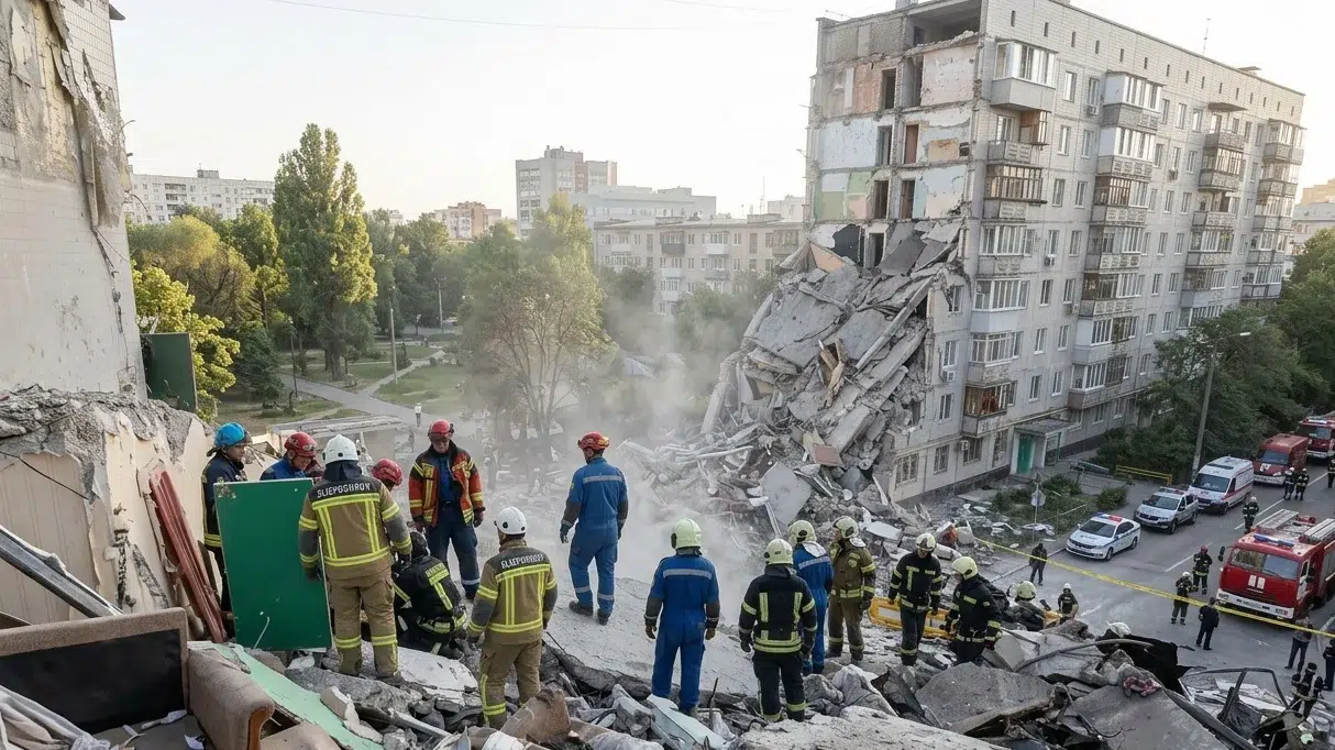 Bilantul atacului rusesc asupra Kievului creste la 24 de morti. O racheta a distrus un bloc