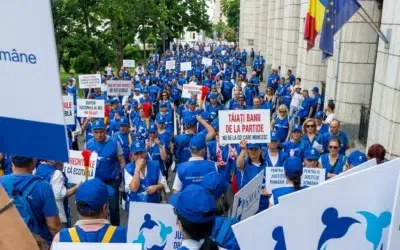 Angajatii Apelor Romane protesteaza in Capitala. Sistemul are un deficit de 5000 de oameni