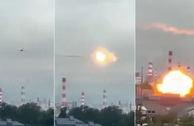 Drona ucraineana explodeaza in rafinaria Gazprom. Incidentul are loc la 15 km de Kremlin