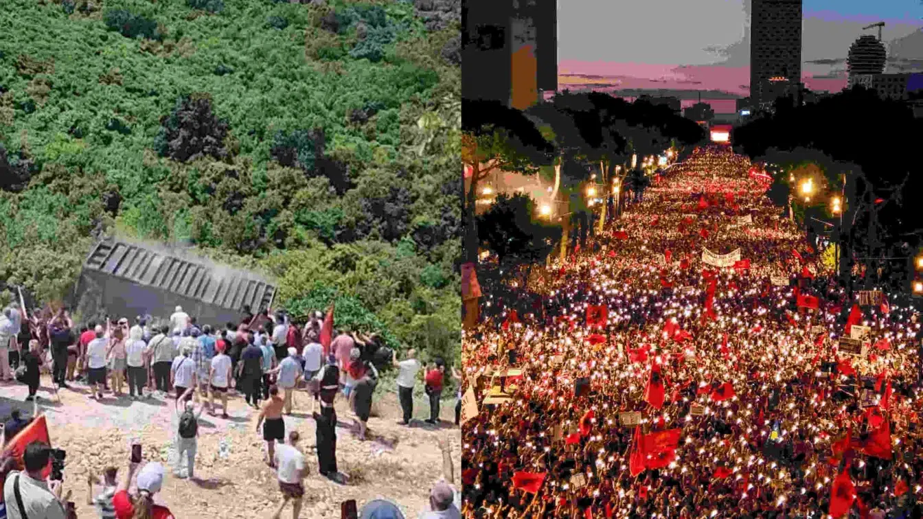Zeci de mii de oameni la proteste in Albania. Miza e proiectul imobiliar al familiei Trump