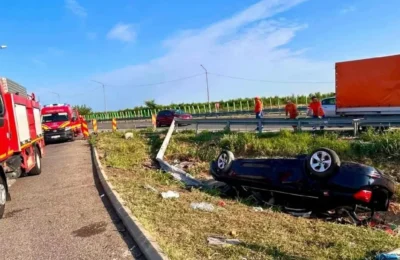 Accident mortal pe autostrada A2 la Lehliu Gara. Un om a decedat si trei sunt raniti