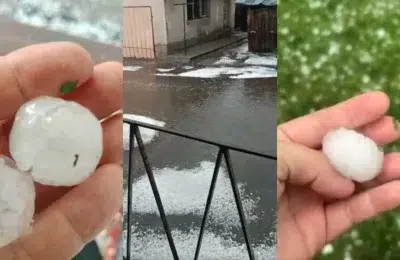 Furtuna supercelulara loveste judetul Bihor. Grindina de 5 centimetri distruge masini si acoperisuri
