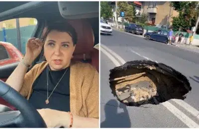 Carmen Serban cade cu masina in craterul surpat pe Bulevardul Eroilor. Primaria opreste traficul