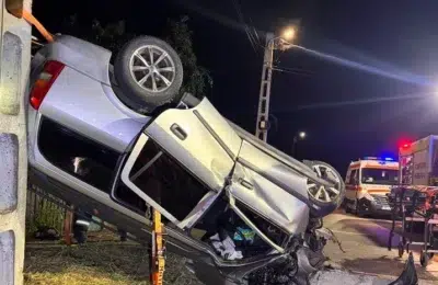 Un sofer de 51 de ani moare pe DN 6 in Olt. Masina s-a rasturnat in Mihaiesti