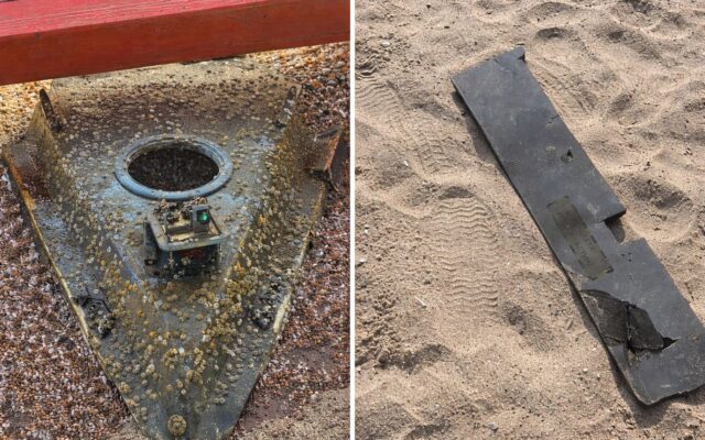 fragmente dronă Eforie, Două fragmente suspecte de dronă, inclusiv unul de 60 de centimetri, au fost descoperite pe plajele
