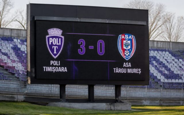 Poli Timișoara Liga 2, Poli Timișoara a urcat pe primul loc în Liga 2 după 3-0 cu ASA Târgu Mureș