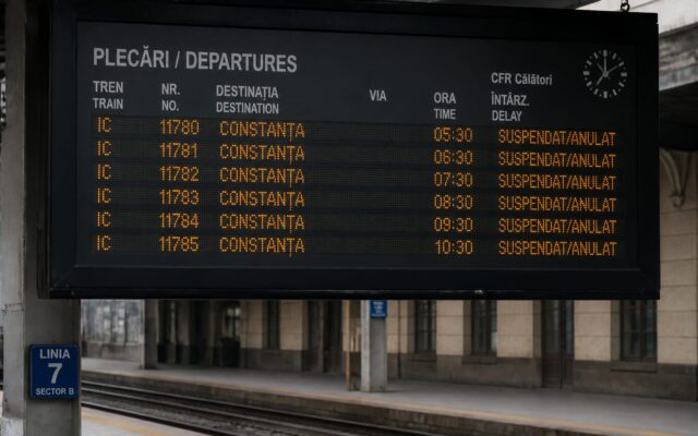 suspendare trenuri București-Constanța, Șase trenuri Intercity București-Constanța sunt suspendate de Ferotrafic-TFI din 31