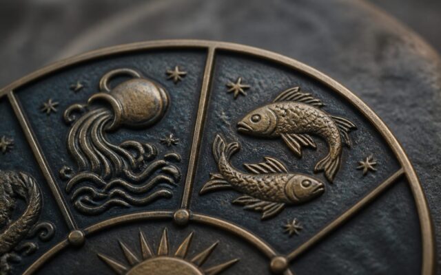 Simboluri zodiacale pe disc metalic