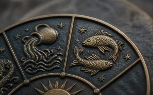 Simboluri zodiacale pe disc metalic
