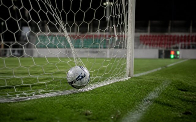 Mingea de fotbal în plasă