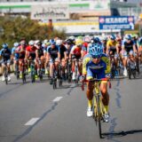 Cicliști în timpul competiției rutiere