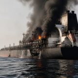 Petrolier iranian cuprins de flăcări