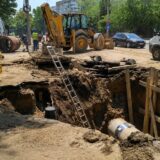 Șantier pentru repararea unei avarii