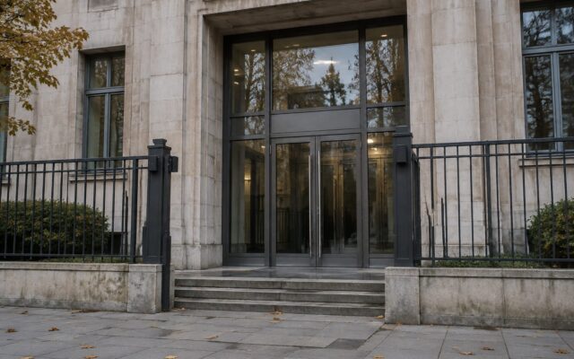 Intrarea principală în sediul Serviciului Român de Informații din București