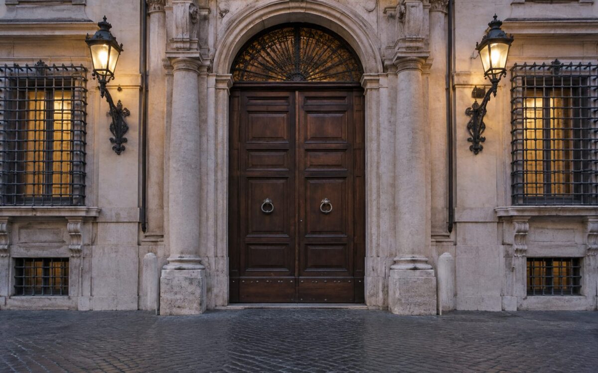 Intrarea principală în Palazzo Chigi