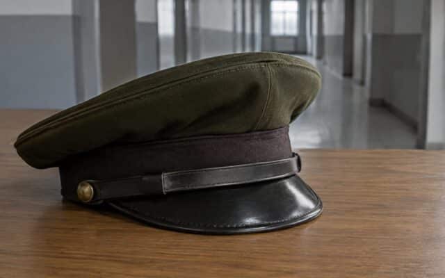 Șapcă militară pe un birou