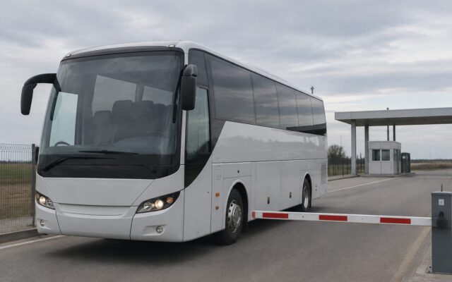Autobuz alb la punctul Palanca