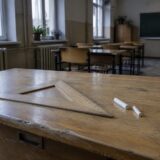 Sala de curs a unei școli cu bănci și instrumente didactice