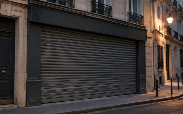 Magazin din Paris cu obloanele trase