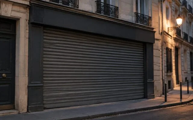 Magazin din Paris cu obloanele trase
