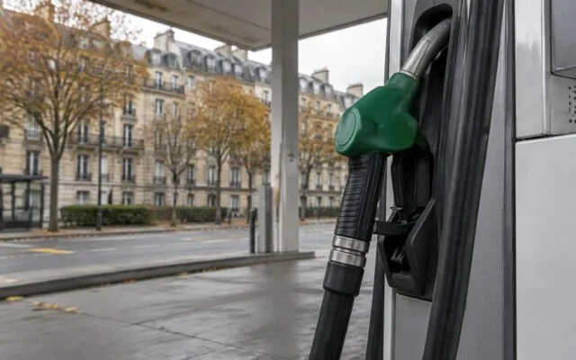 Pompă de benzină aflată în apropierea unei zone rezidențiale franceze