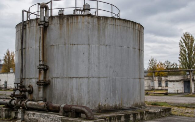 Rezervor industrial pentru depozitarea combustibilului situat într-o incintă tehnică