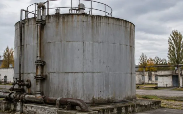 Rezervor industrial pentru depozitarea combustibilului situat într-o incintă tehnică