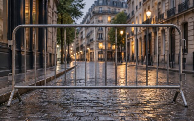Gard metalic pe o stradă Haussmann-style